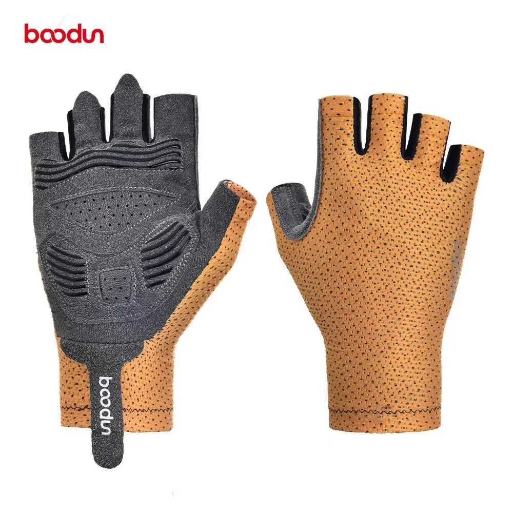 BOODUN 5 Colors Men Women Cycling Gloves Breathable Anti-shock Summer Sport Half Finger Road Bike Gloves Bicycle Racing GlovesC250412