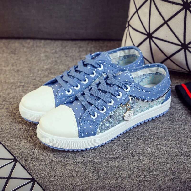 2025 Summer New Women's Mesh Canvas Breathable Designer Fashion Walking Shoes Hollow Low Top Vulcanized Shoes