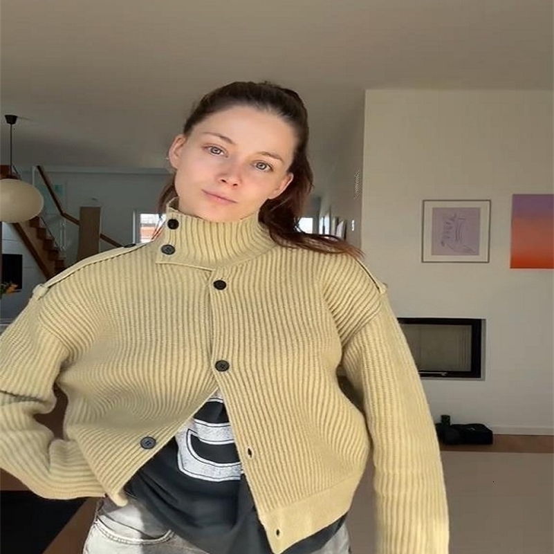 Knitted Womens Cardigan Stand Collar Full Sleeve SingleBreasted Solif Female Cardigans 2025 Autumn Fashion Chic Lady Outwears o251111