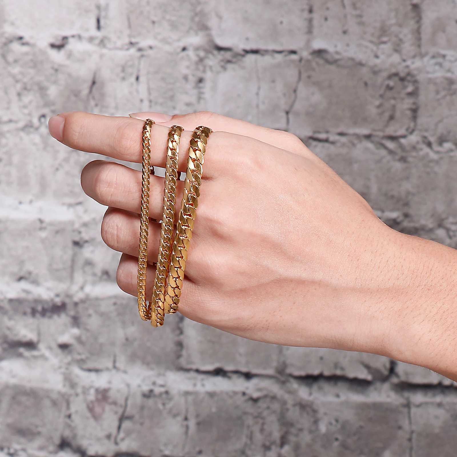 4/5/7mm Snake Chain Shiny Polished Link Couple Bracelet Simple Stainless Steel Trend jewelryC250411