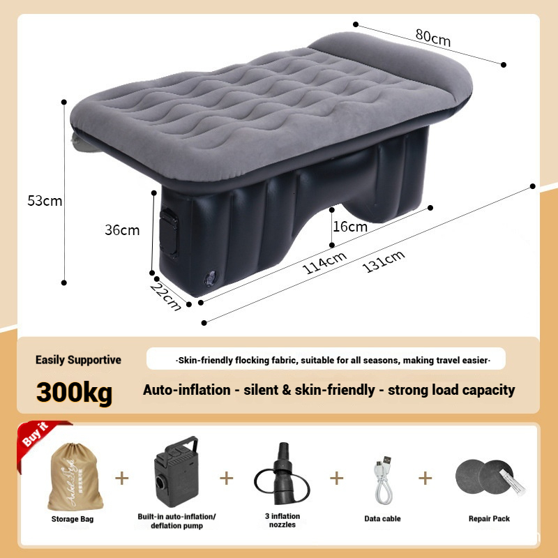 Car Bed Auto Rear Automatic Inflatable Pad Foldable Travel Sedan SUV Universal Back Seat Sleeping