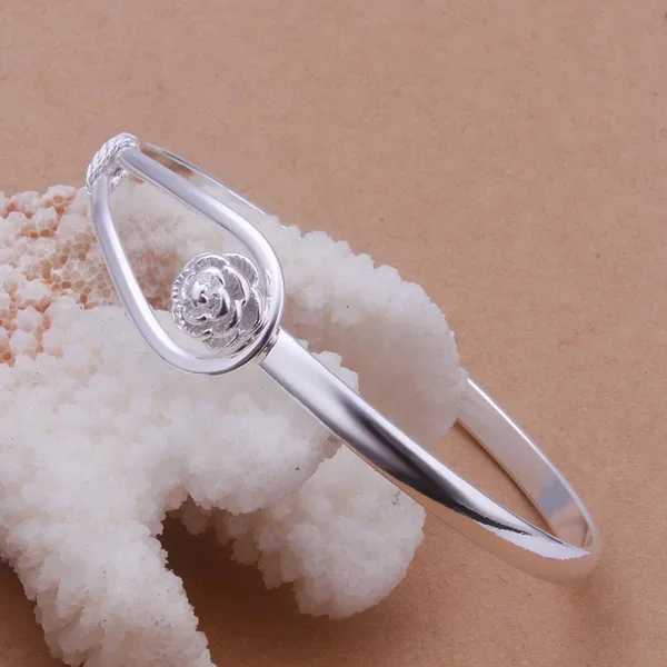 925 Silver Plated exquisite luxury gorgeous fashion wedding women lady bracelet bangle charm stamped nice birthday gift B179C250411