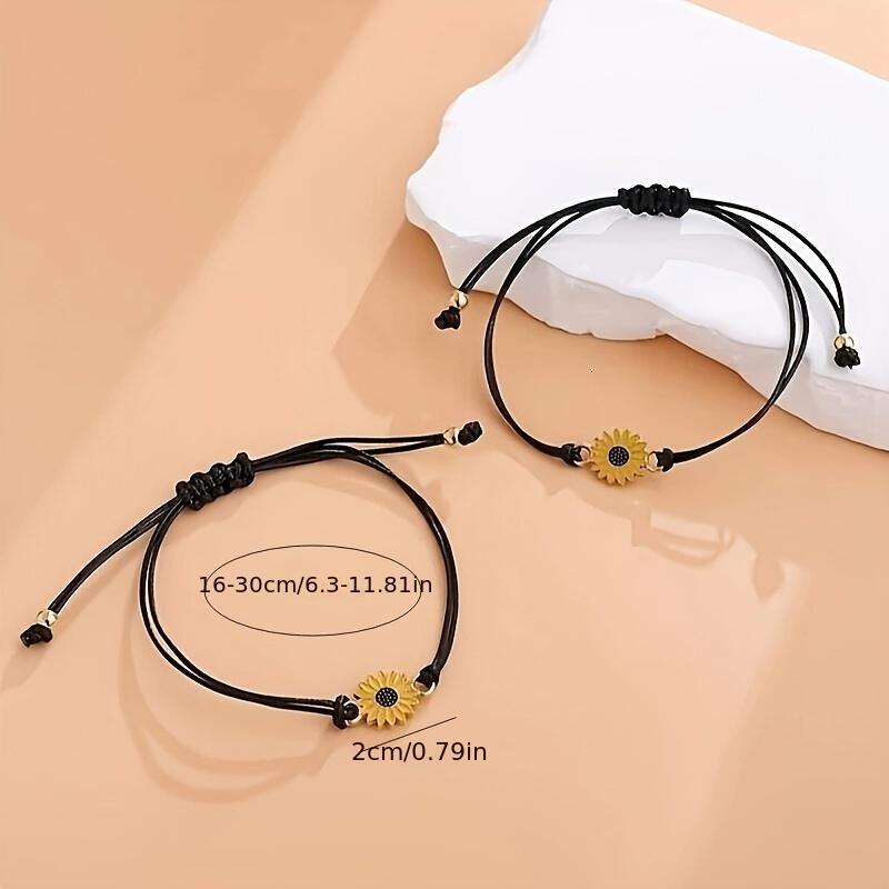 Sunny Days Ahead - Adjustable Suower Charm Bracelet Set