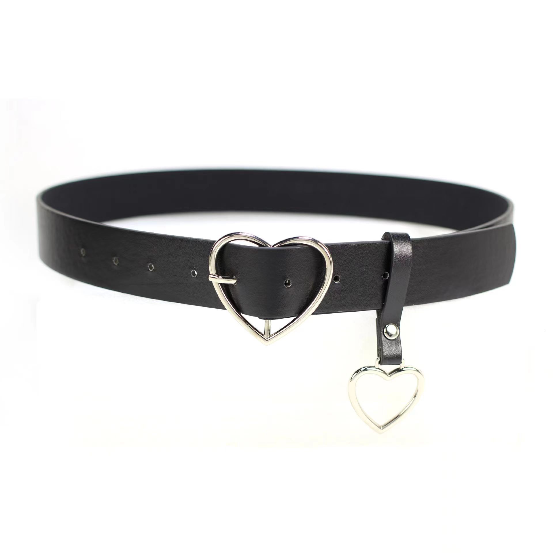 Needle Buckle Girl Haruku Fashion Jeans with Cute Waist, Love Belt, Simple and Versatile Heart Shaped