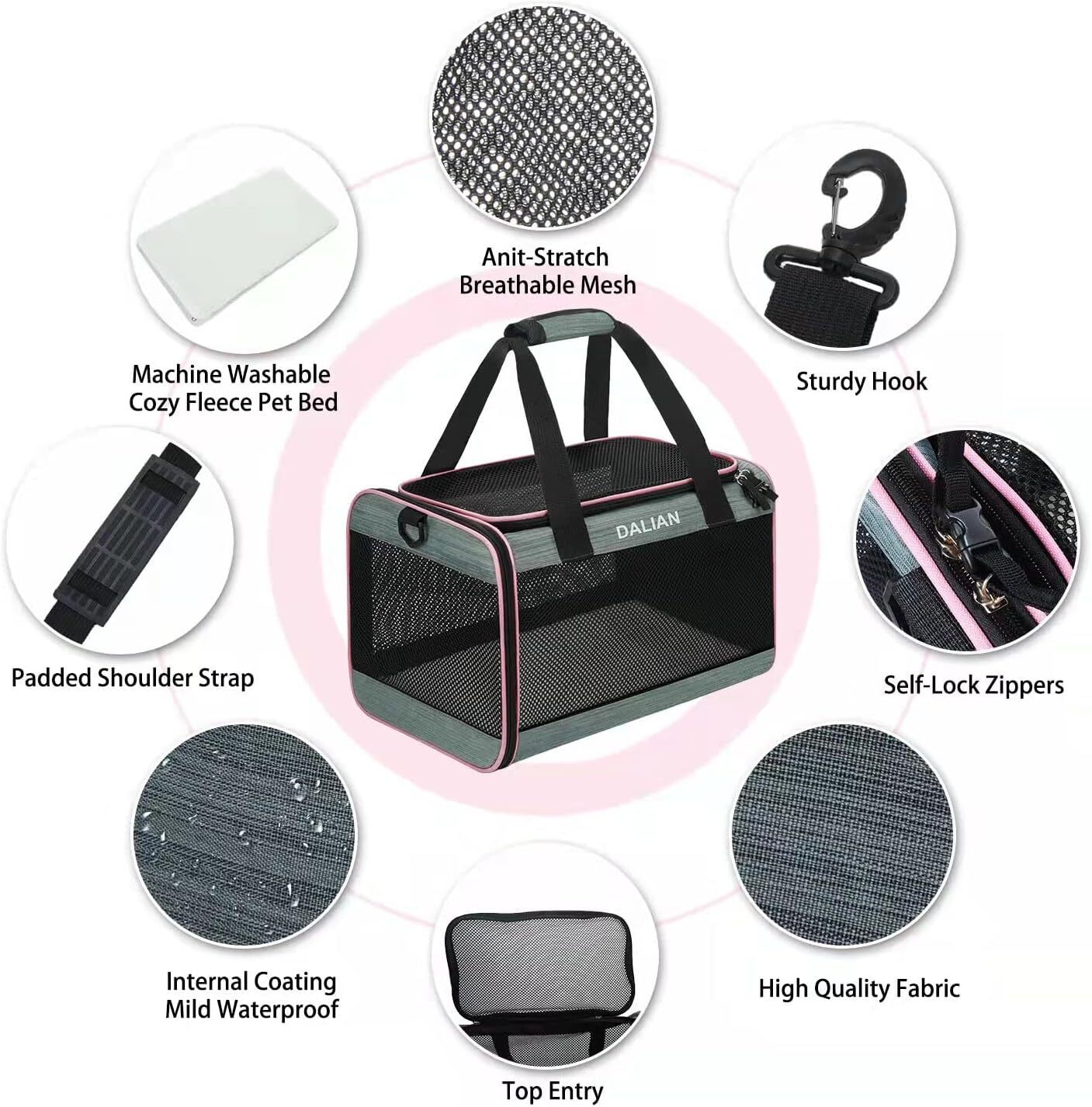 DALIAN cat, dog soft edge harness, cat cage airline approved pet harness, dog harness soft edge pet travel harness, maximum pet weight 18 pounds