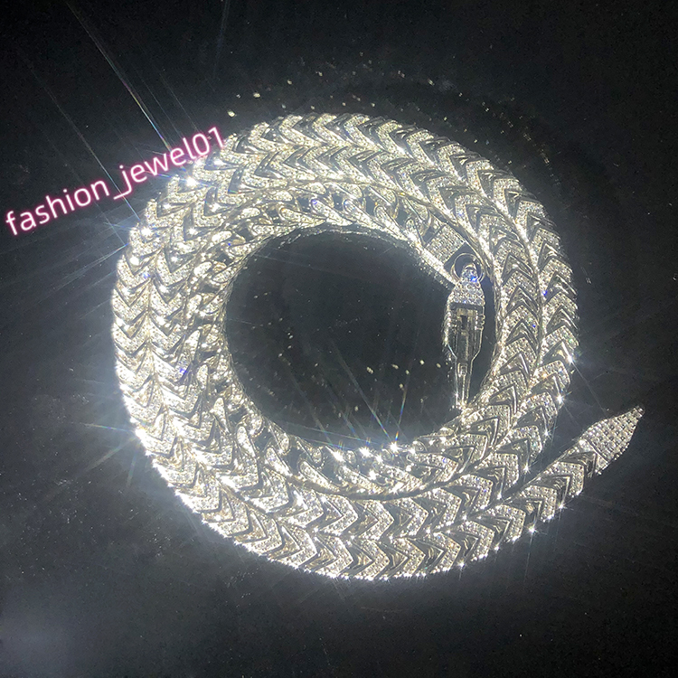Unique Design Hip Hop Necklace 6mm 8mm Wide 925 Silver Necklace D/VVS Moissanite Necklace Link Chain for Rapper Jewelry Gift