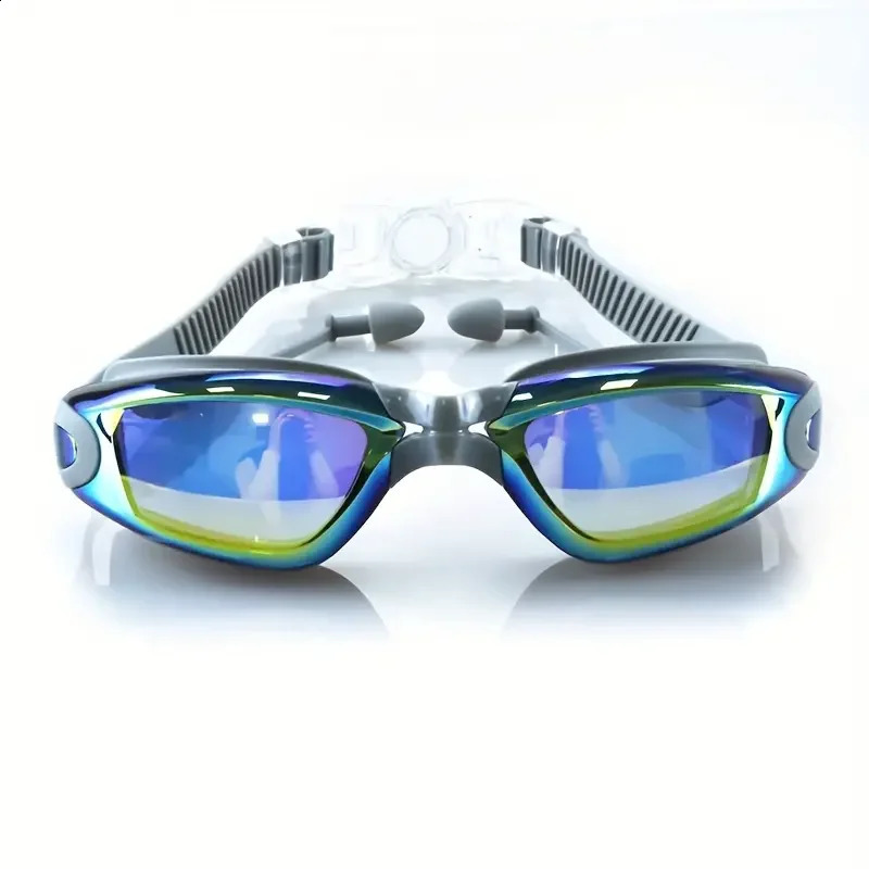 1pc Large Frame Swimming Goggles With Earplugs Waterproof Anti-fog Adult Swimming Glasses Swim Eyewear 250411