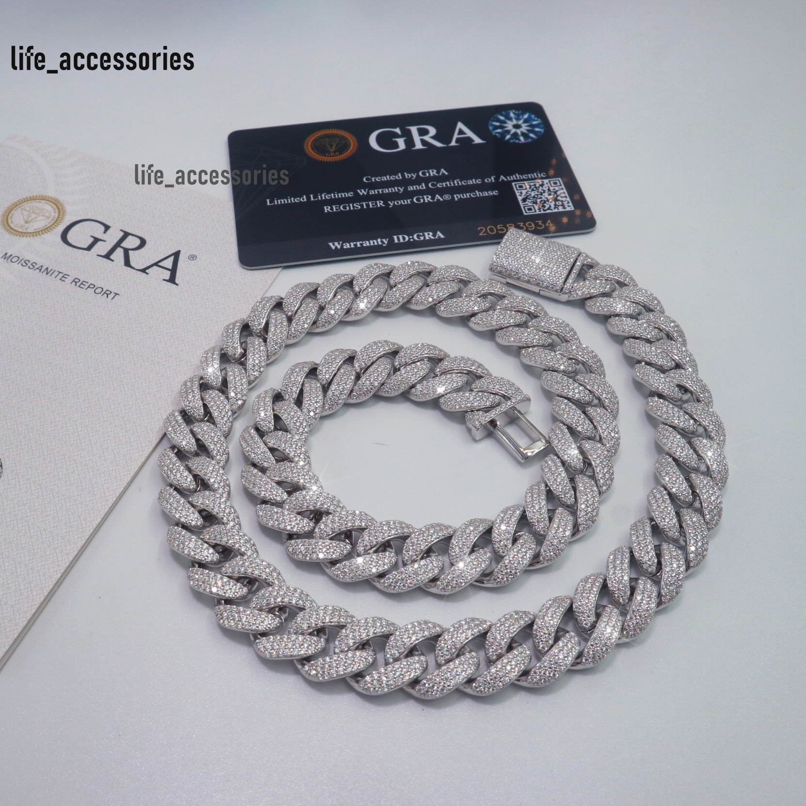 High Quality Miami Moissanite Cuban Link Chain Iced Out Pass Diamond Test 14mm 16mm S925 Silver Moissanite Cuban Chain