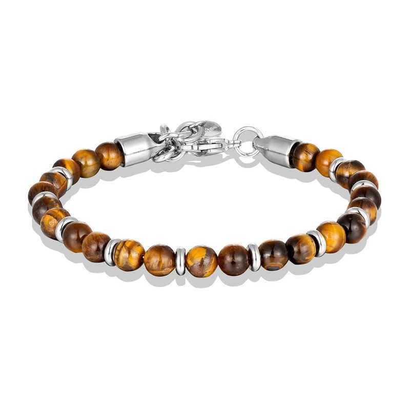6mm Tiger Eye Beads Strand Bracelets Men Women Charm Stainless steel Chain Colorful Natural Stone Bracelet Male Jewelry Gift NewC250411
