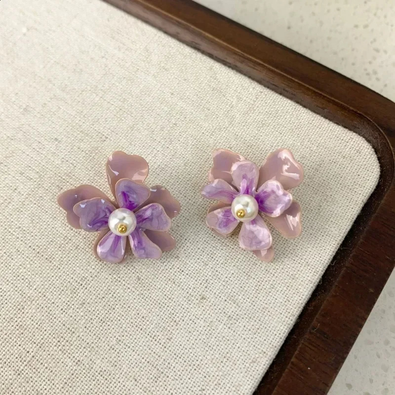 Flower Earrings Purple Simple Dragonfly Earrings Sweet Female Earrings Party Birthday Girl Birthday Gift 250409