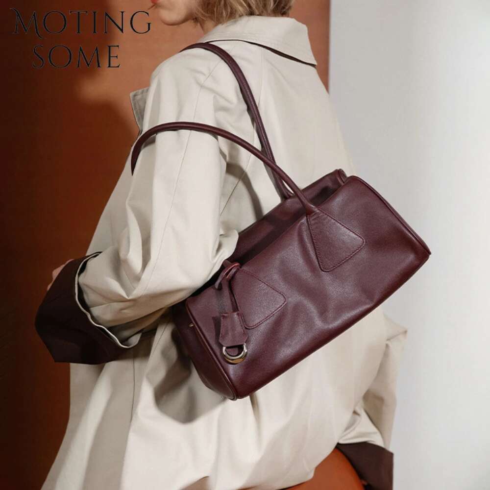Motingsome Boston Bags Women Frist Layer Cowhide Crossbody 2025 New Retro Underarm Shoulder Pillow Bag Bowg Tote Purses