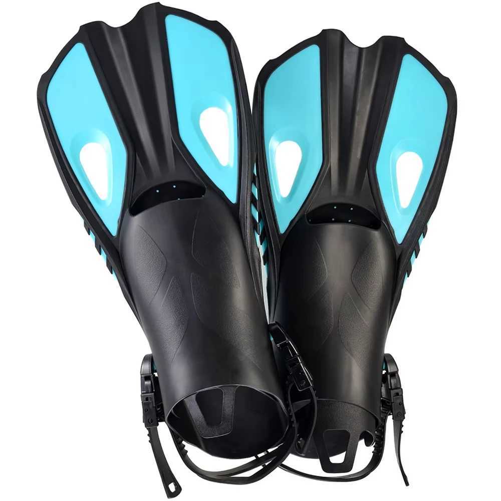Inflatable Fin Swimming Flip Short Diving Frog Shoes Duck Net Adjustable Silicone Travel Size Open High Heels Adult Female ChildrenY250412K