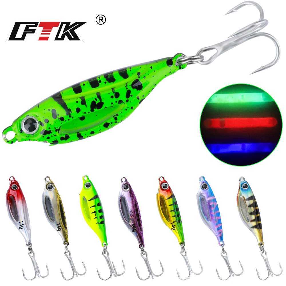 FTK Jig Hard Lure 4g-20g 3D Eye Ice Fishing Lure Luminous Hard Bait With Glow Sticks Wobblers for Bass Fishing Accessories Trout Z250411