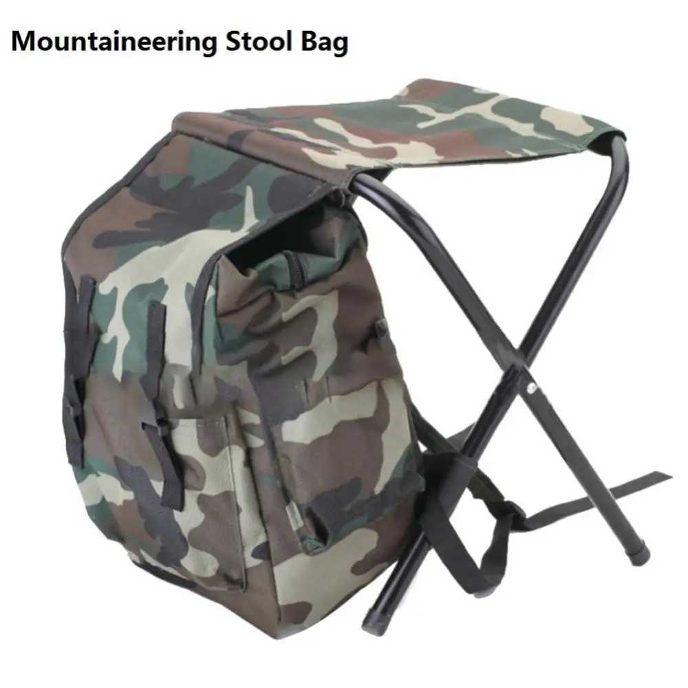 Hot Sale Folding Camping Fishing Chair Stool Portable Backpack Cooler Hiking Picnic Bag Hiking Camouflage Seat Table Bag Z250411