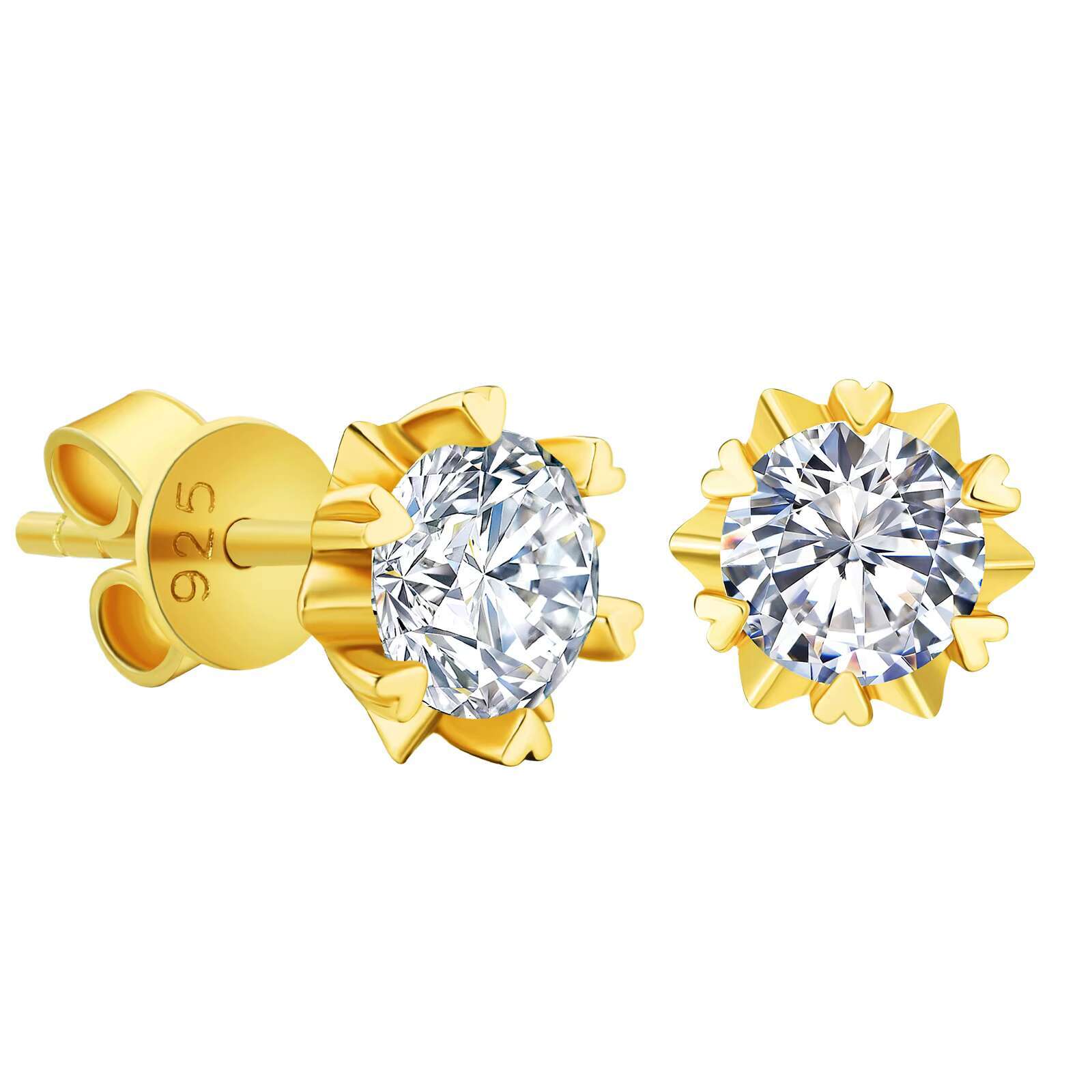 KRKC Party Earrings Women Stud Earrings with Stones 925 Sterling Silver Gold Plated Stud Earrings