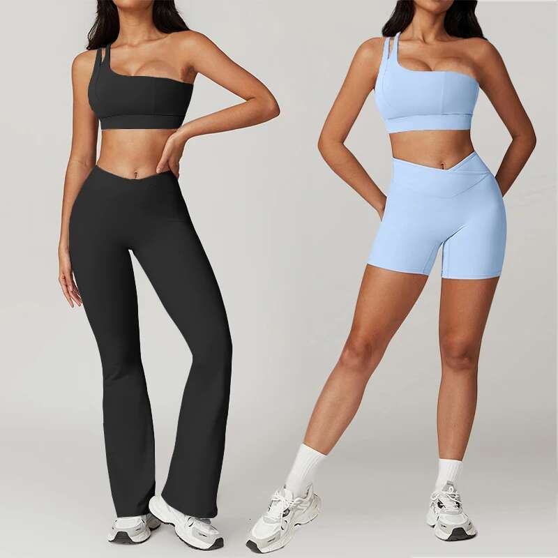 Skinny Sports Suits Yoga Set 2 Piece Women's Tracksuit Fiess Clothes Flared Pants Sets Gym Outfit Woman Workout Sportswear