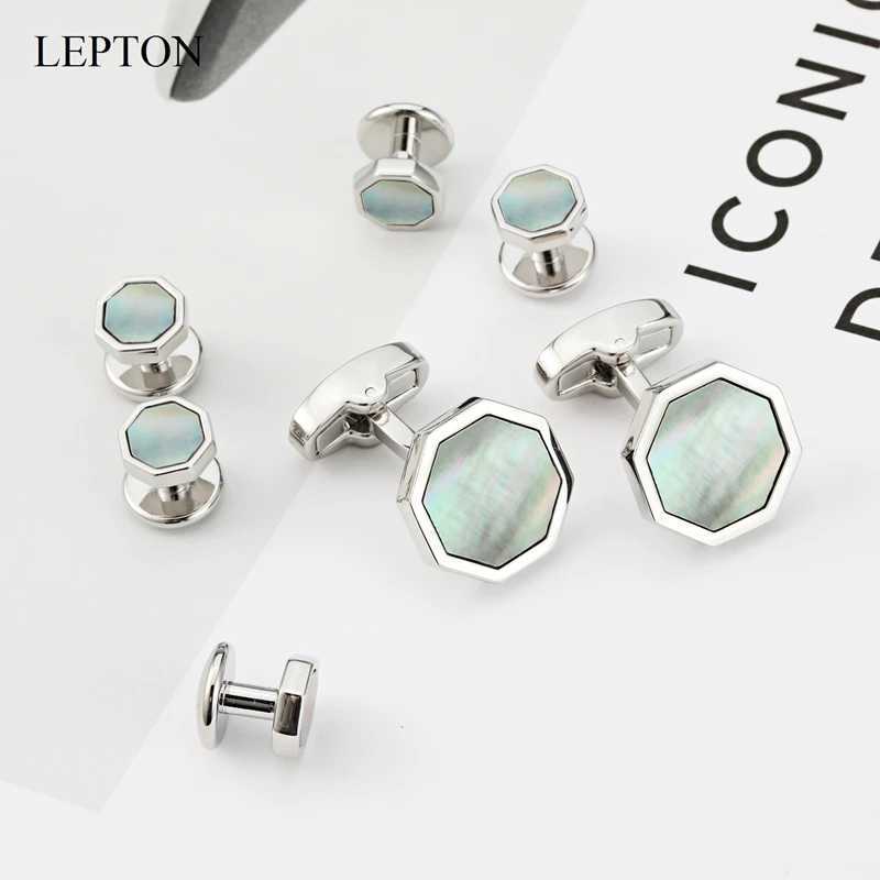 Hot selling mother of pearl cufflinks tailcoat stud sets mens sets formal clothing lightweight cufflinks necklace stud cufflinks best giftsT250412