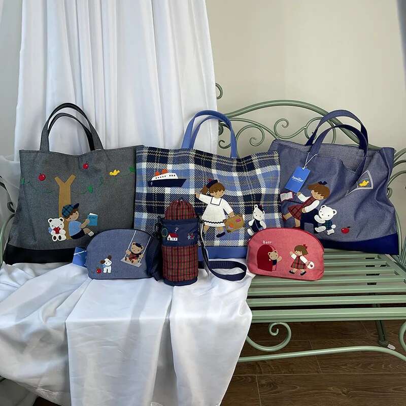 Ladies Cartoon Large Capacity Cloth Bag Handbag Handmade Embroidery Cowboy Tote 583701 583501