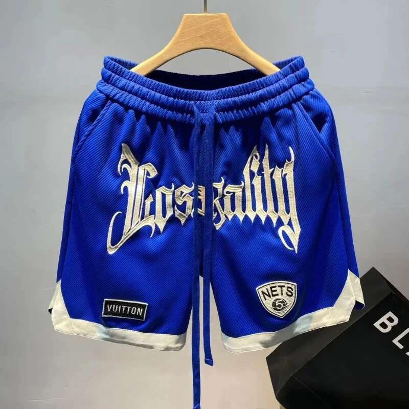 2024 Summer Korean Fashion Embroidery Streetwear Haruku Letter Sports Shorts Casual Men's Clothing Short