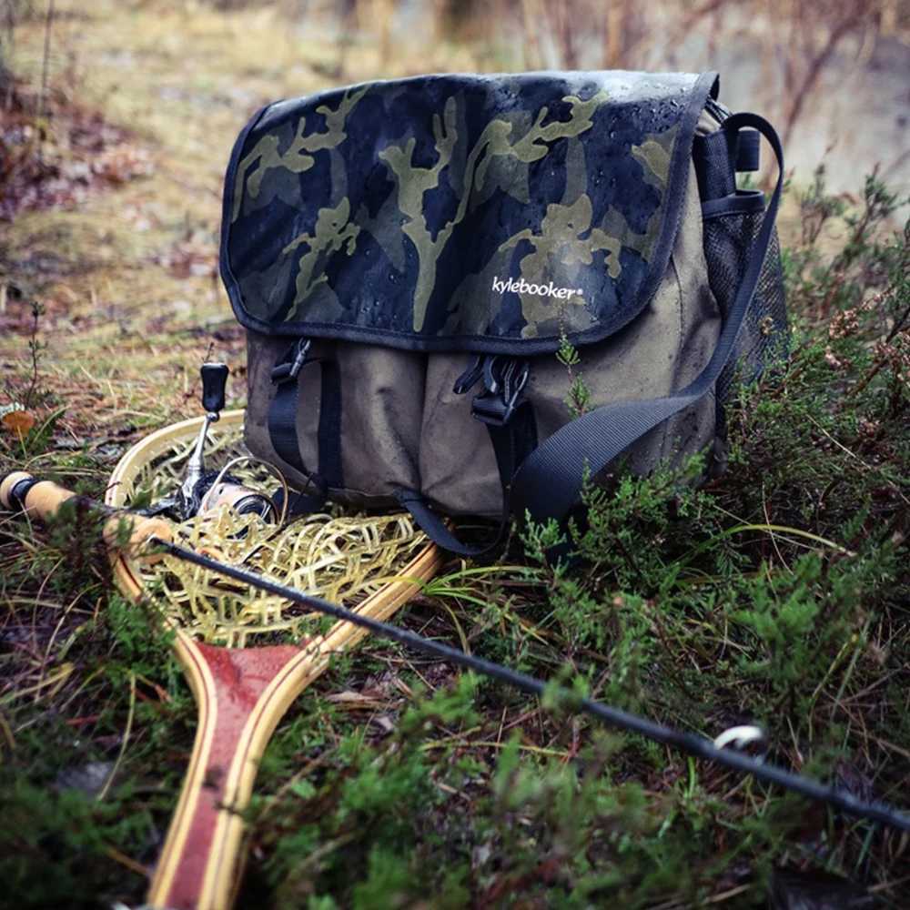 Kylebooker Trout Fishing Bag Bass Fishing Crossbody Shoulder Tackle Bag with Removable Waterproof Pouch Z250411