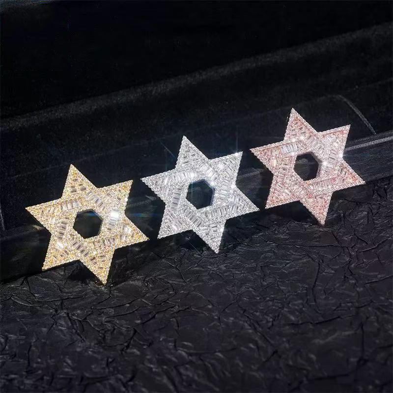 Mens Punk Style Hip Hop Jewelry Custom 925 Sterling Silver Vvs Baguette Moissanite Diamond Bling Letter Name Pendant