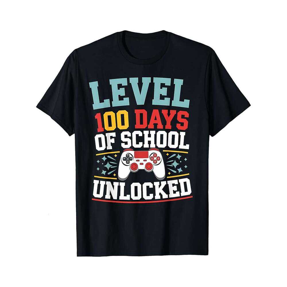 Designer T shirt 100 of School Unlocked Video Gamer Student Teacher Gift - 220g T shits