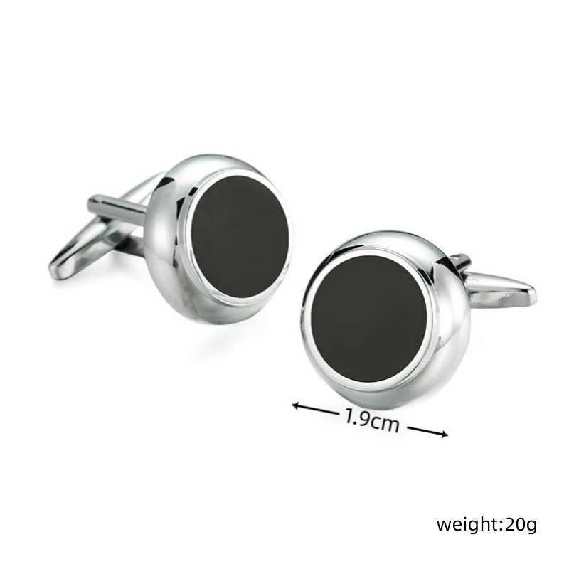 Classic mens shirt cufflinks copper metal round black enamel cuffs button set accessories wedding jewelry giftsT250412