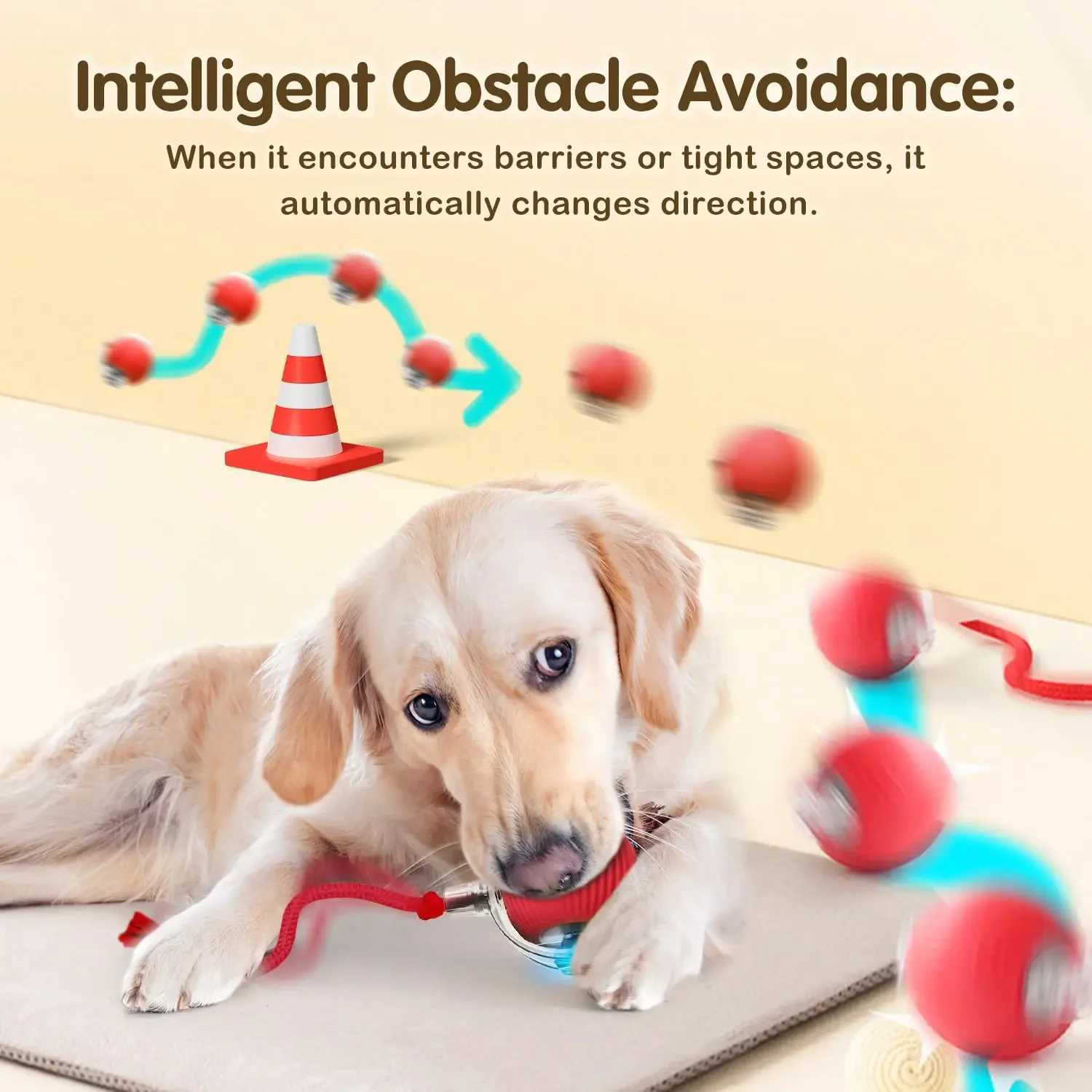 Cat dog interactive ball toy automatic rolling ball with tail rechargeable smart pet interactive toy cat smart mouse Y250412