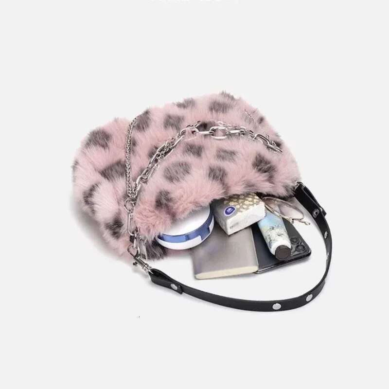 Leopard Print Underarm Women's Autumn and Winter New Product Versatile Plush High-end Chain Bag