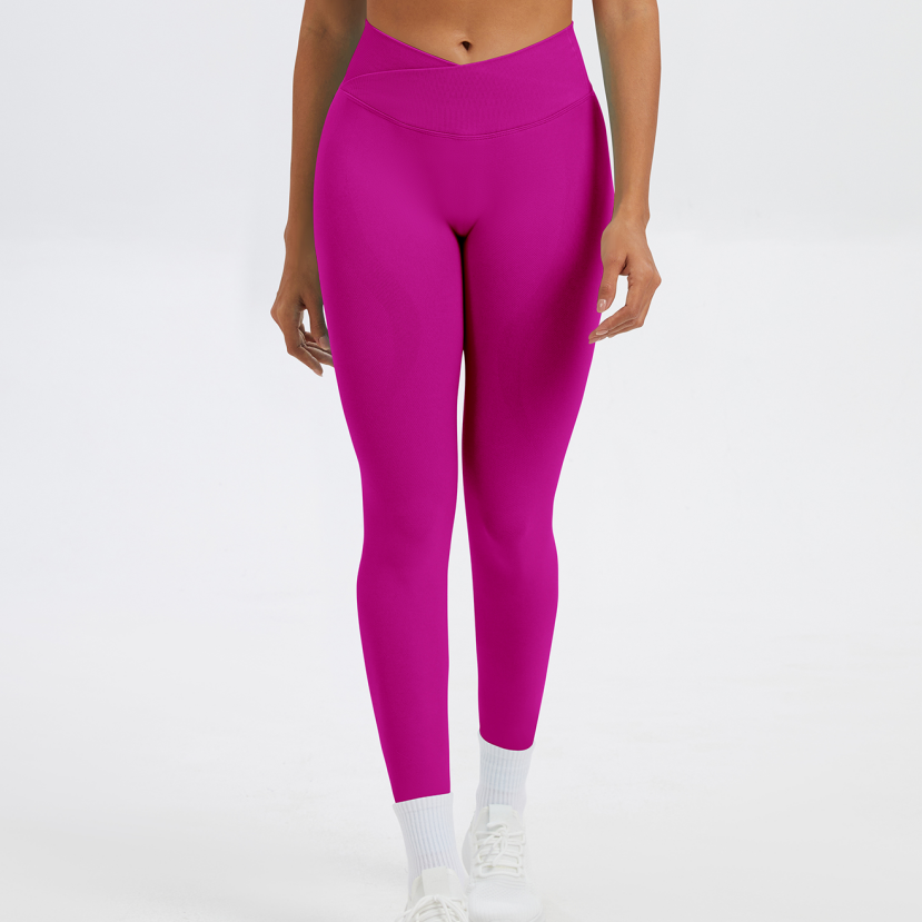 Yoga Leggings Women Scrunch Bum Seamless Yoga Pants Cross Waist Push Up Gym Leggings Booty Workout Pants Low Ribbed Band Running Tights For Running Training