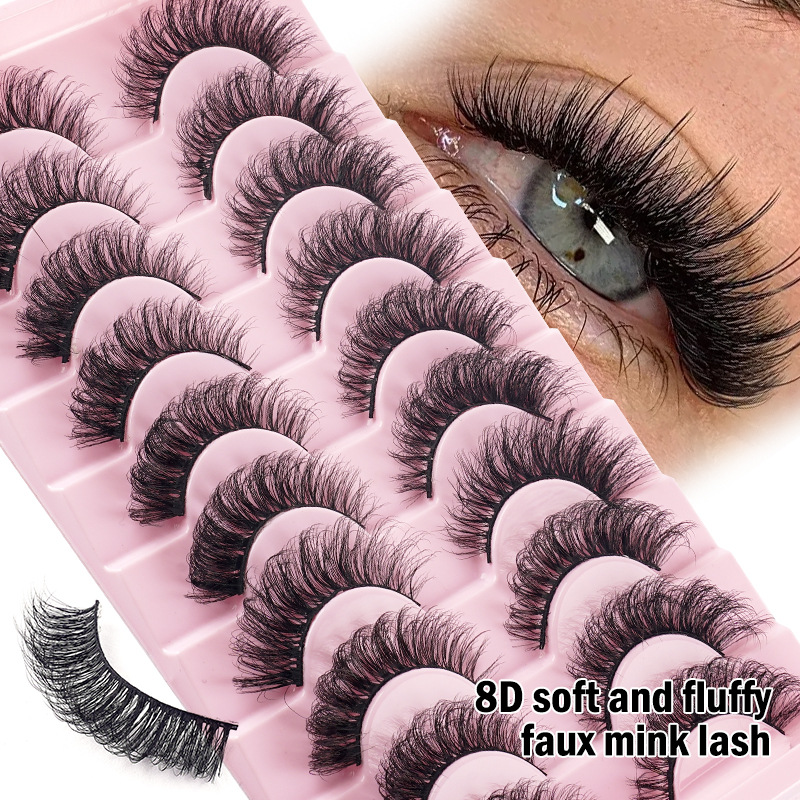 10 Pairs Cat Eyelashes Faux Mink Hair False Eye Lashes Natural Messy Eyelash Crisscross Wispy Fluffy Lashes Extension Eye Makeup Tools