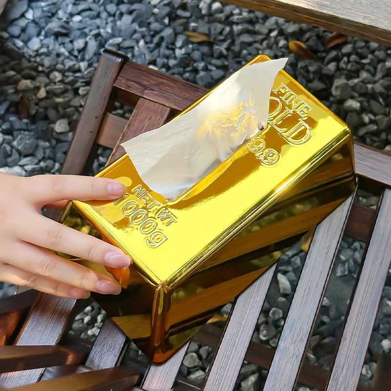 Miniso Creative Bricks Tissue Box Hotel High-End Simation Gold Bar Paper Box High-End Napkin Paper Box He Decoration Y251112