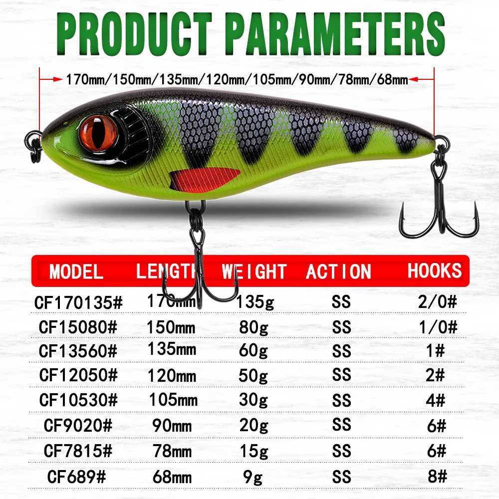 Jerk Bait 68/78/90/105/120/135/150/170mm Slow Sinking Freshwater Fishing Lure Hard Wobbler Suspending Pike Bass Musky Z250411