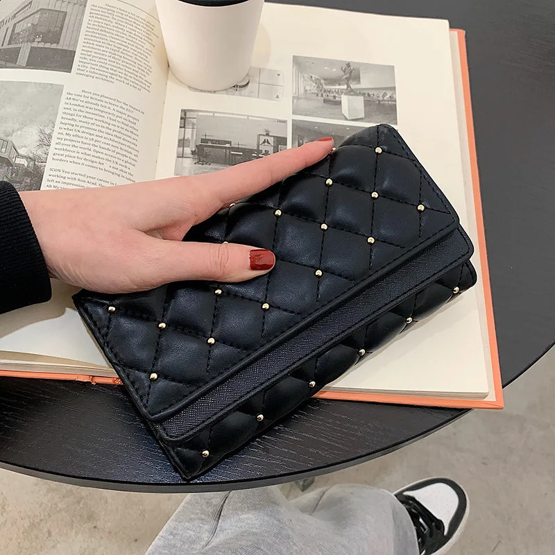Fashionable Studded Womens Wallet Solid Color Solid Color Large Capacity Diamond Mesh Wallet 250411