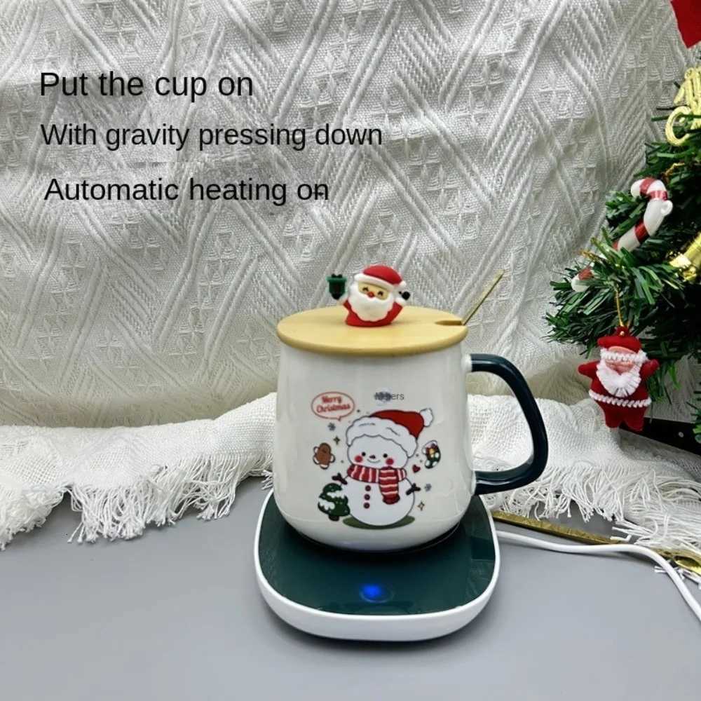 Christmas 55 Merry Christmas Gifts Kit Wooden Lid Santa Claus Pattern Ceramic Mug Snowman Warm Teaspoon for Office Home Use Y251112