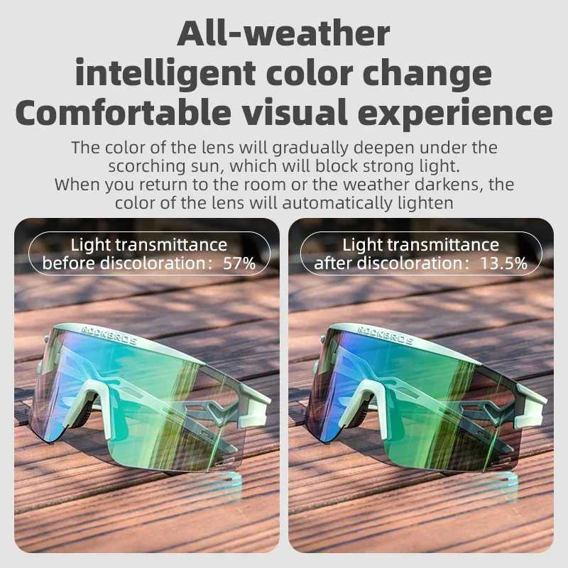 ROCKBROS New Cycling Glasses Ultralight Photochromic Anti-Fog Cycling Sunglasses MTB Road Outdoor Sports UV Protection GogglesC250411