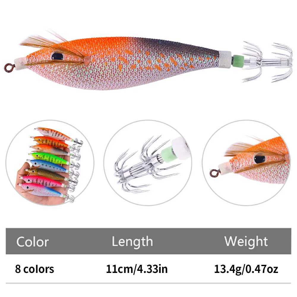 1PCS/Glowing Egging Lures Squid Hooks horizontal Luminous Squid Trolling Lure Octopus Hook Tackle11CM/13.4G Z250411
