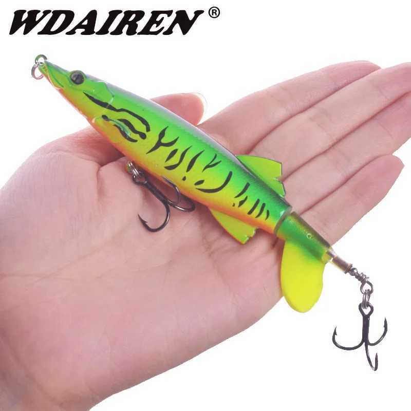 WDAIREN 13cm 16g With Topwater Fishing Lure Artificial Bait Hard Soft Rotating Tail Fishing Tackle Geer Z250411