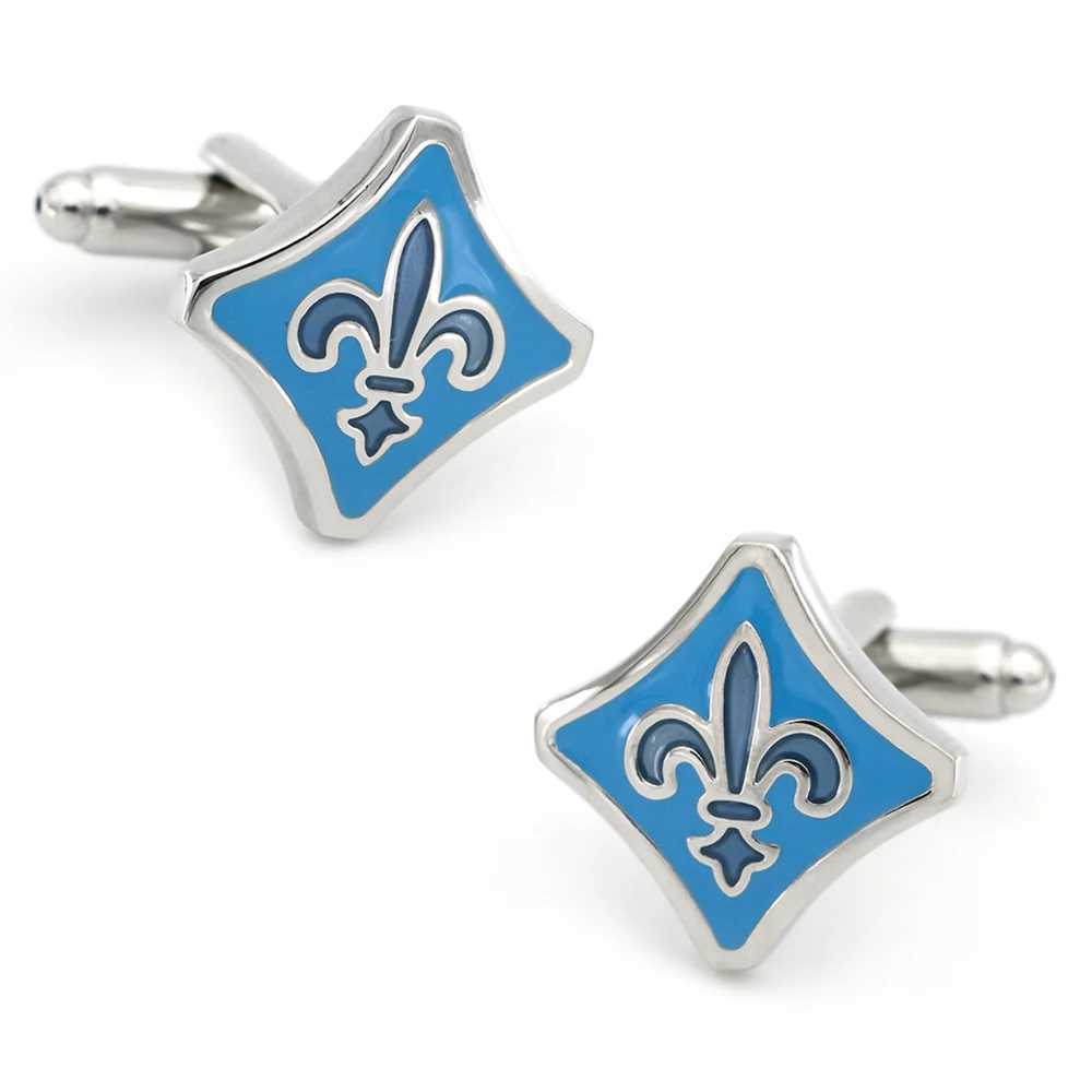 Male designer cufflinks made of high-quality copper material with blue fashionable design. Wholesale and retail of cufflinksT250412