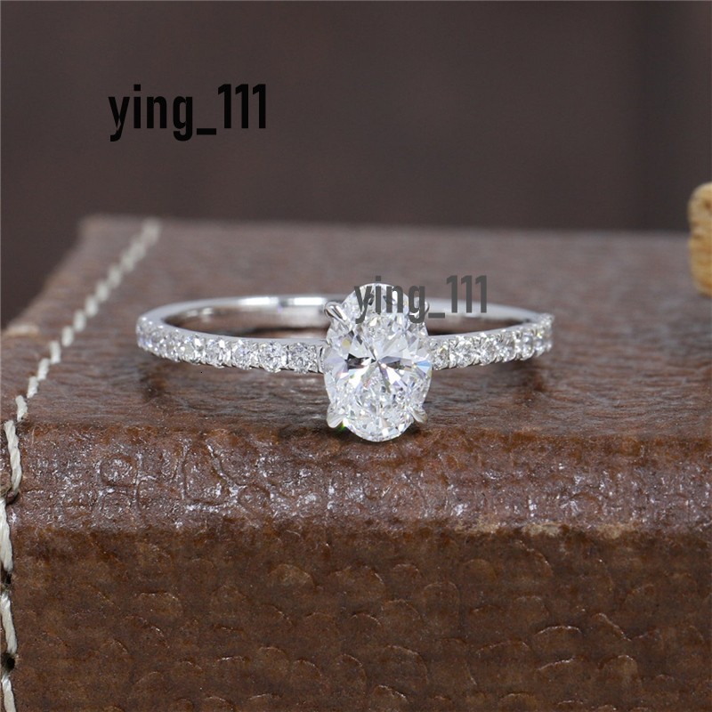 Jewelry 14K Solid Gold Oval Cut Lab Grown Diamond Engagement Half Pave Wedding Ring For Women IGI Certificate Gold Ring