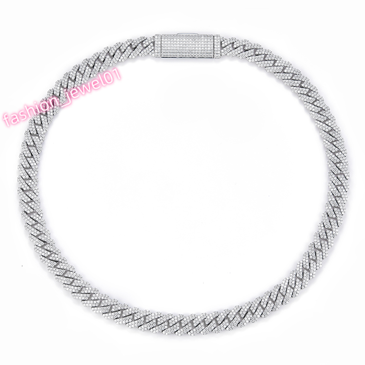 Yu Ying Wholesale Hiphop Jewelry 2rows 8mm Miami Cuban Link Chain Moissanite With 925 Sterling Silver VVS1-D Cuban Necklaces