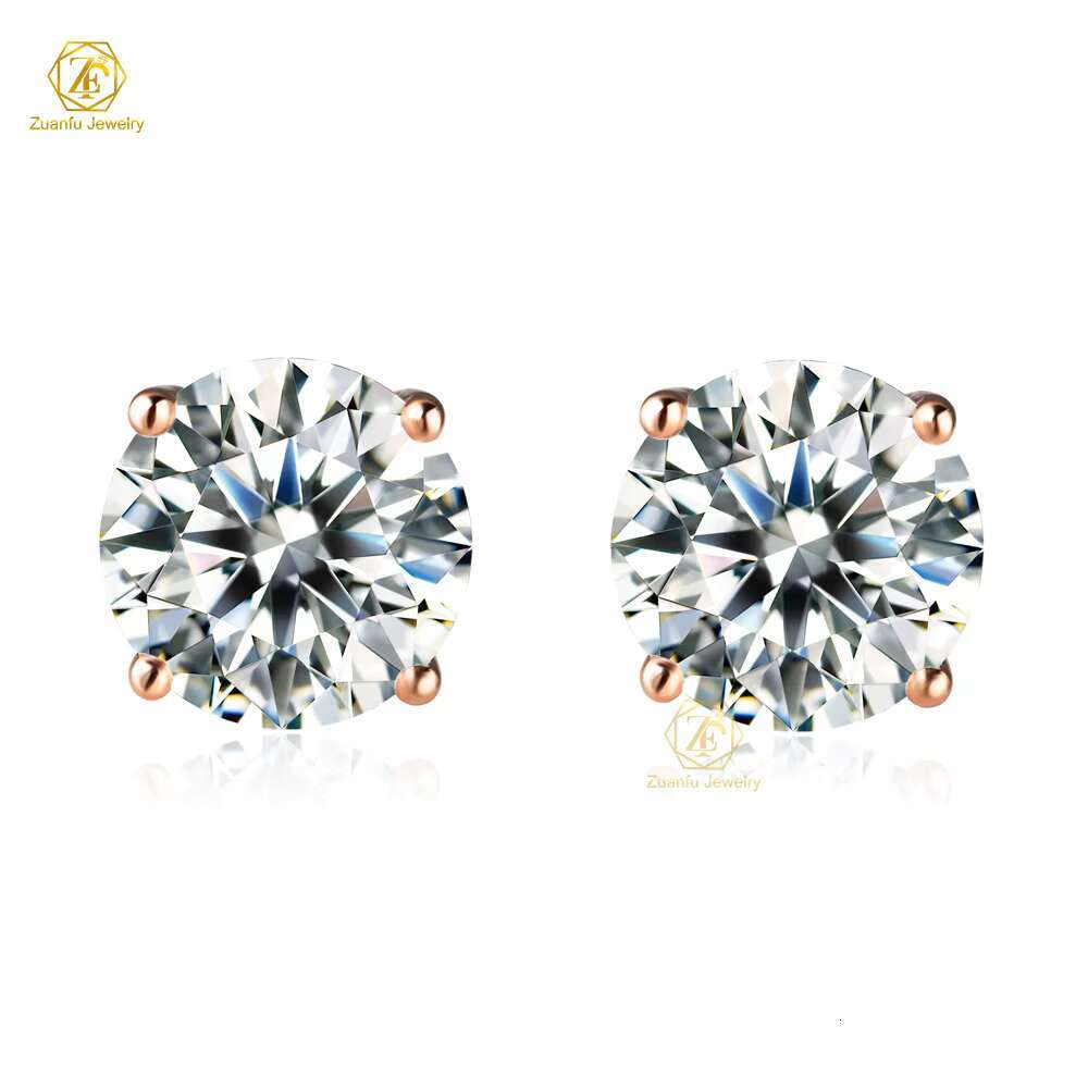 Dropshipping Moissanite Earrings Fine Jewelry 10K 14K Real Gold D Color Moissanite Solitaire Diamond Stud Earrings Screw Bac