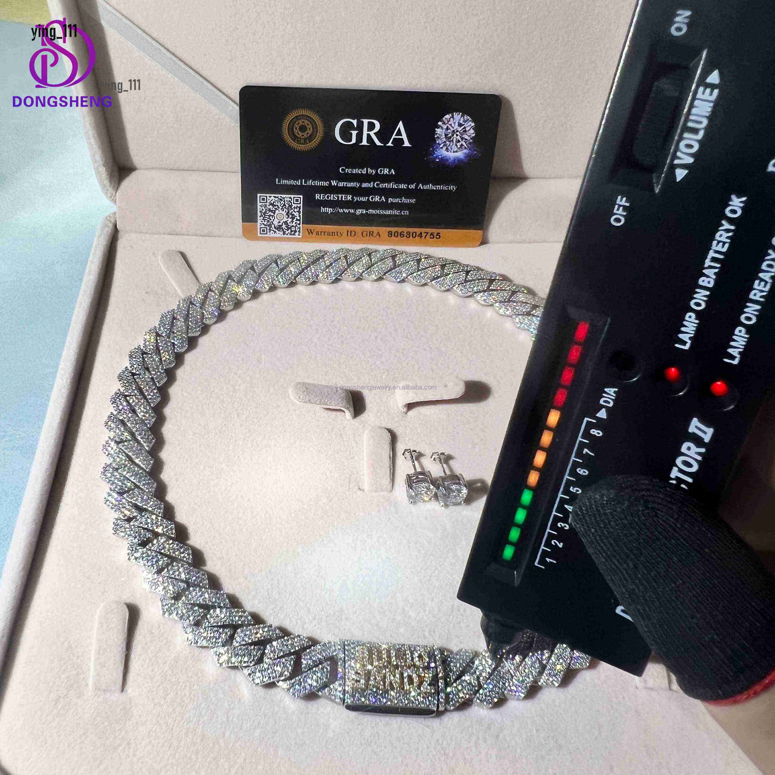 Custom Jewelry Miami Necklace 14mm 925 Sterling Silver Vvs Moissanite Iced Out Diamond Hip Hop Cuban Link Chain