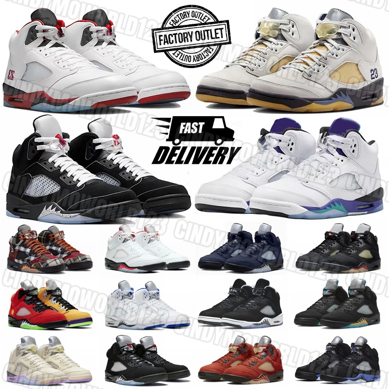 Mens 5 5s Basketball shoes designer sneakers Leather rubber Fire Red Black Tongue Black Metallic Reimagined Outdoor Shoes trainers Factory outlet 40-47