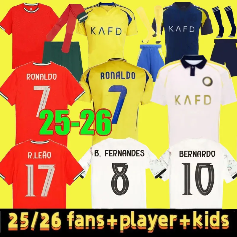 25 26 Portuguese ronaldo football shirts Al Nassr FC Soccer Jerseys B.FERNANDES JOAO FeLIX MANE 2025 Riyadh Men kit Portugal Child Shirt Kits Player