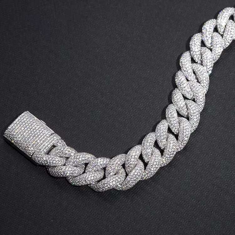 Custom Gold Plated 925 Sterling Silver 15mm Wide Lab Diamond Cuban Link Chain for Party Gift Iced Out Moissanite Necklace