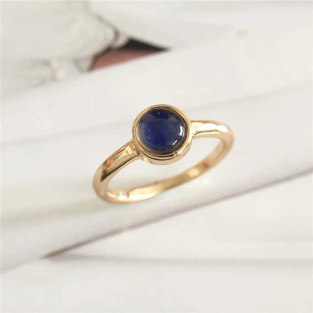 New Ins gold semi-circular gemstone warm mood changing ring suitable for womens fashion jewelryXJ250412