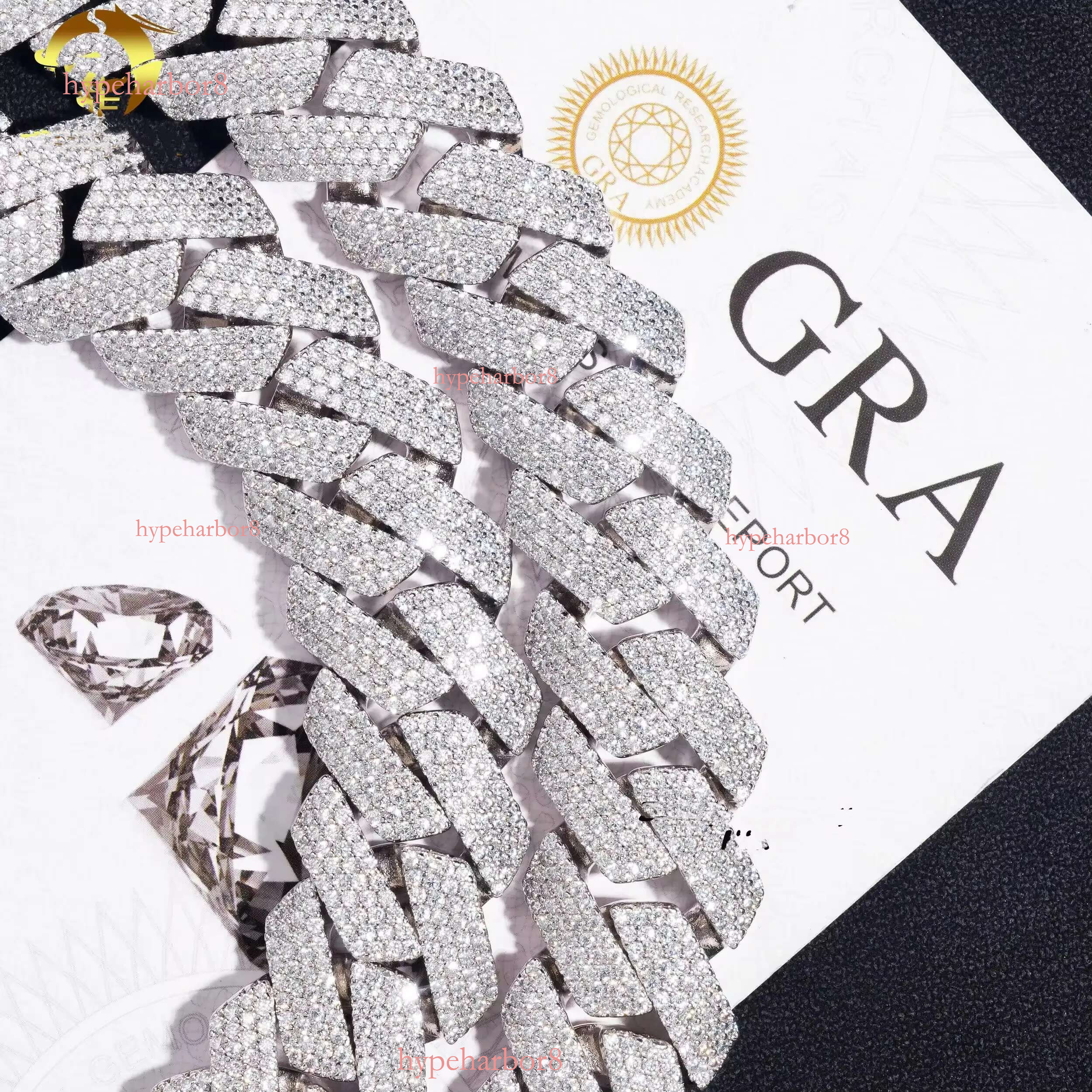 Cuban k Necklace 3 Row Moissanite 20MM W Gold Chains for Men Prong Chocker S Personalize Iced Out Chain Hip Hop Designer Jewelry