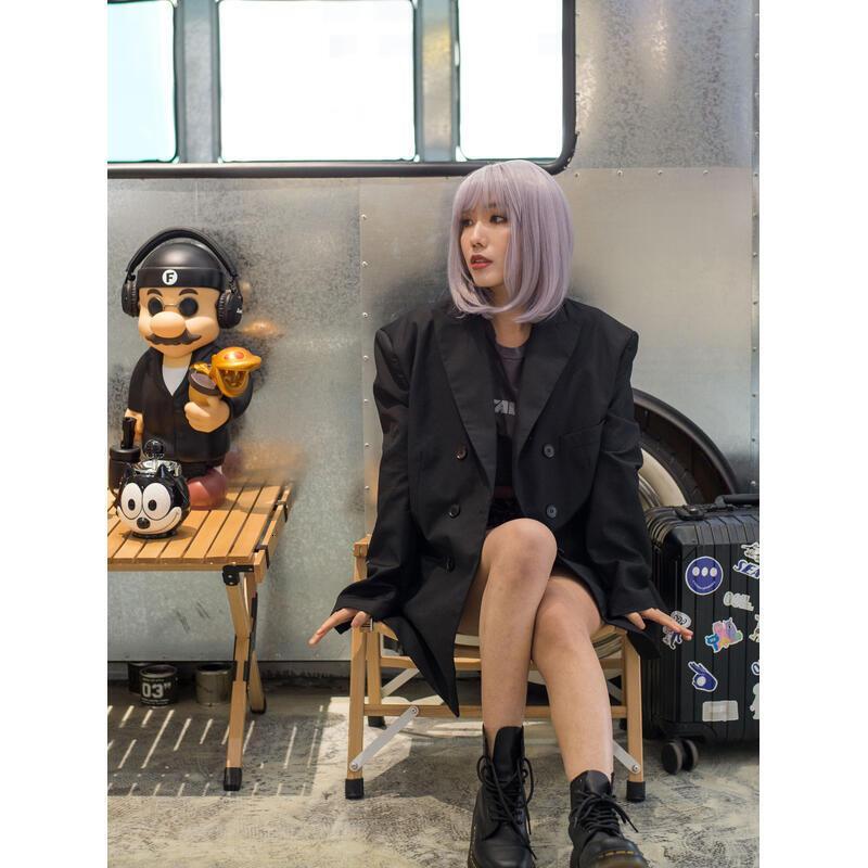 Medium-length straight hair fully hined 14 inches heat-resistant fiber high temperature silk dyeable and permable bangs synthetic wig Short Bob Wigs f