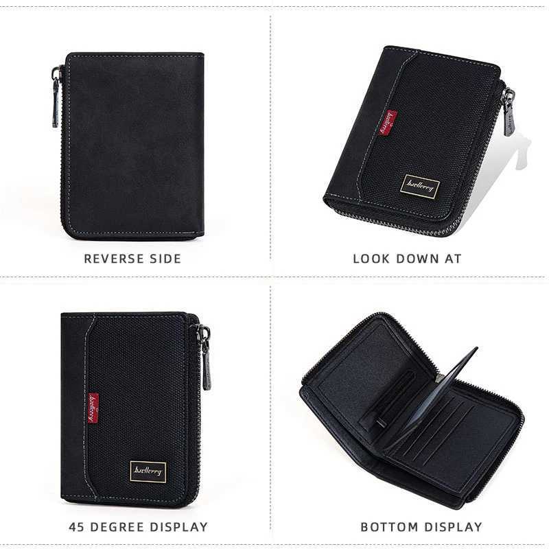 Baellerry RFID Simple Short Men Zipper Wallets Card Clip Mens Wallet Photo Clip Coin Pocket Mens Wallet Z250411